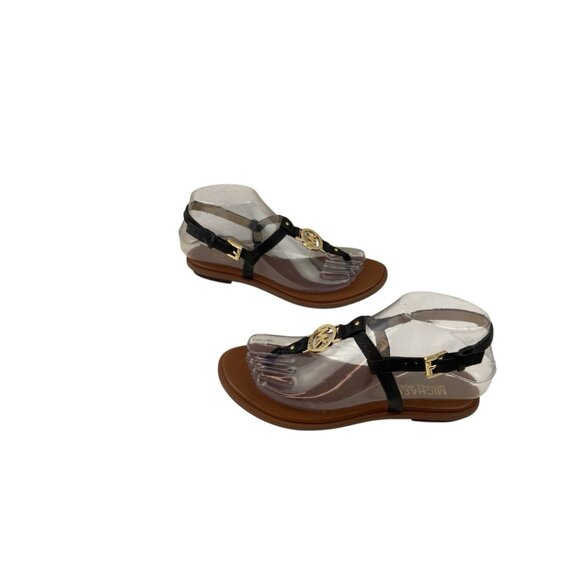 *Michael Michael Kors Flip Flop Sandals Womens 6M Black Leather Designer Logo - Picture 8 of 13